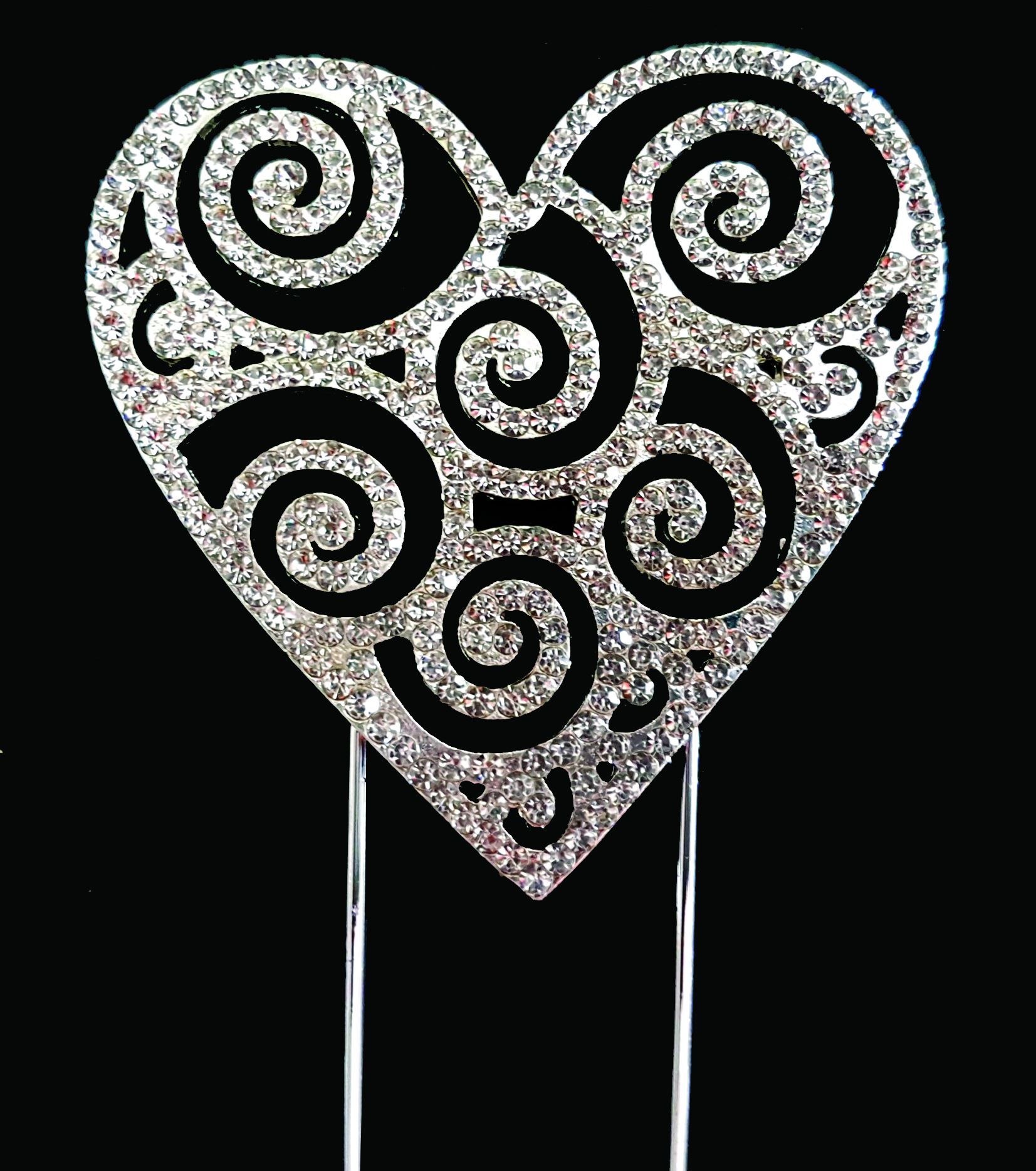 PREMIUM DIAMOND CAKE TOPPER FILIGREE HEART