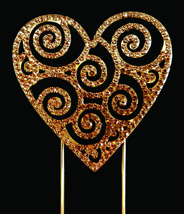 PREMIUM DIAMOND CAKE TOPPER GOLD FILIGREE HEART
