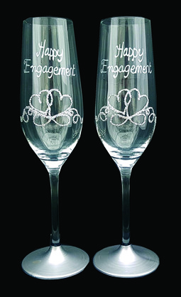 PAIR OF CHAMPAGNE FLUTES ENGAGEMENT (HEART OF ETERNITY)