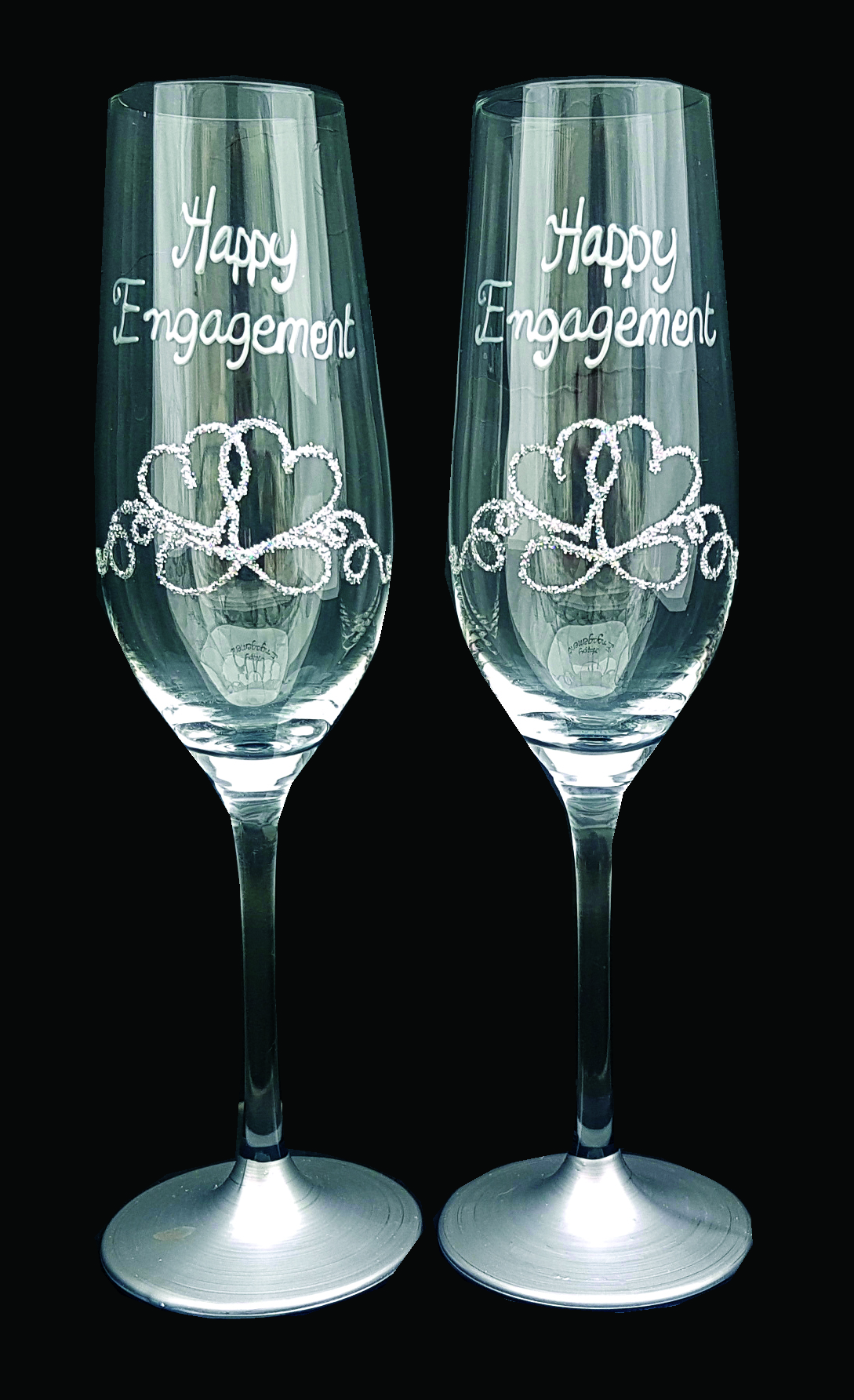 PAIR OF CHAMPAGNE FLUTES ENGAGEMENT (HEART OF ETERNITY)