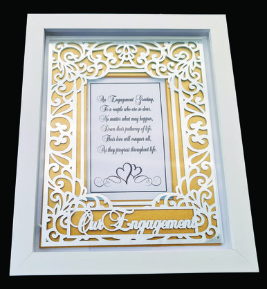 DESIGNER EXQUISITE SHADOW BOX FRAME ENGAGEMENT SILVER/GOLD 4x6