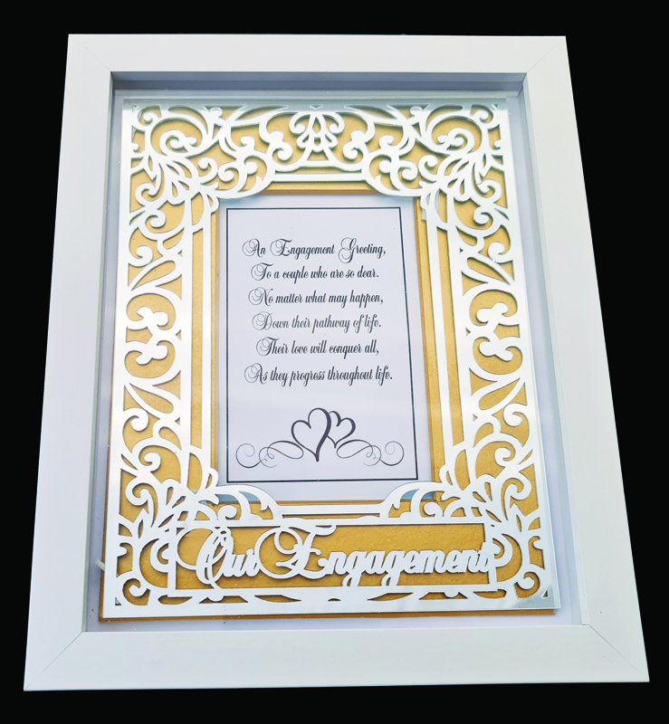 DESIGNER EXQUISITE SHADOW BOX FRAME ENGAGEMENT SILVER/GOLD 4x6