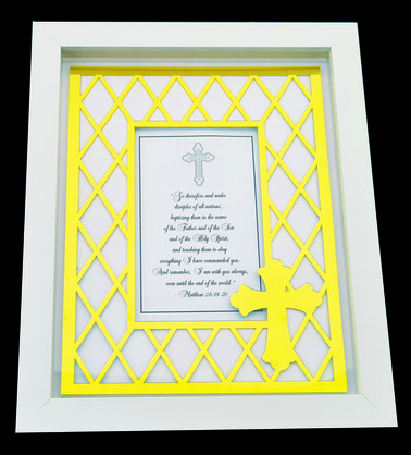 DESIGNER EXQUISITE SHADOW BOX FRAME CROSS GOLD 4x6