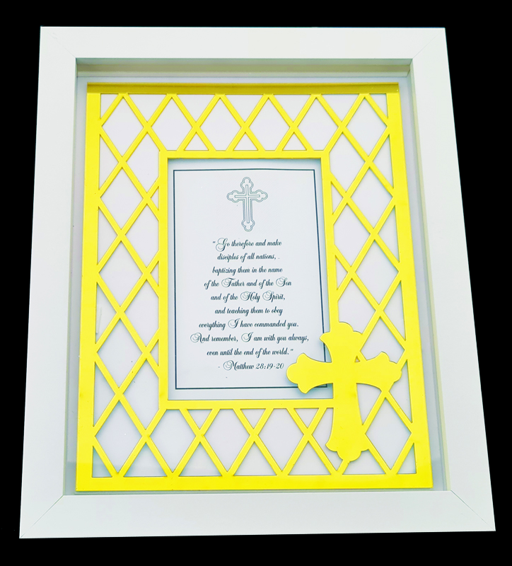 DESIGNER EXQUISITE SHADOW BOX FRAME CROSS GOLD 4x6