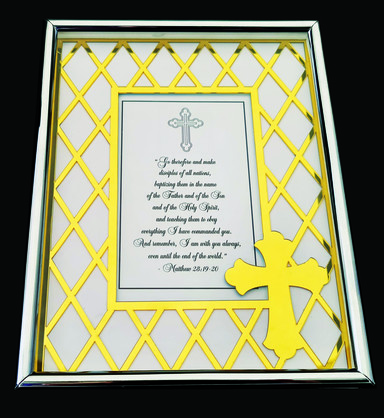 DESIGNER EXQUISITE METAL BOX FRAME CROSS GOLD 4x6