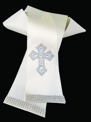 RELIGIOUS STOLE CROSS DESIGN IVORY