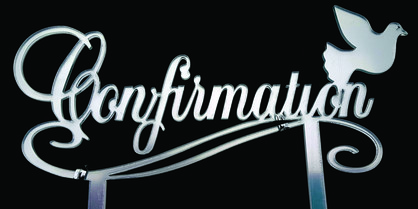 DESIGNER ACRYLIC CAKE TOPPER CONFIRMATION SILVER MIRROR
