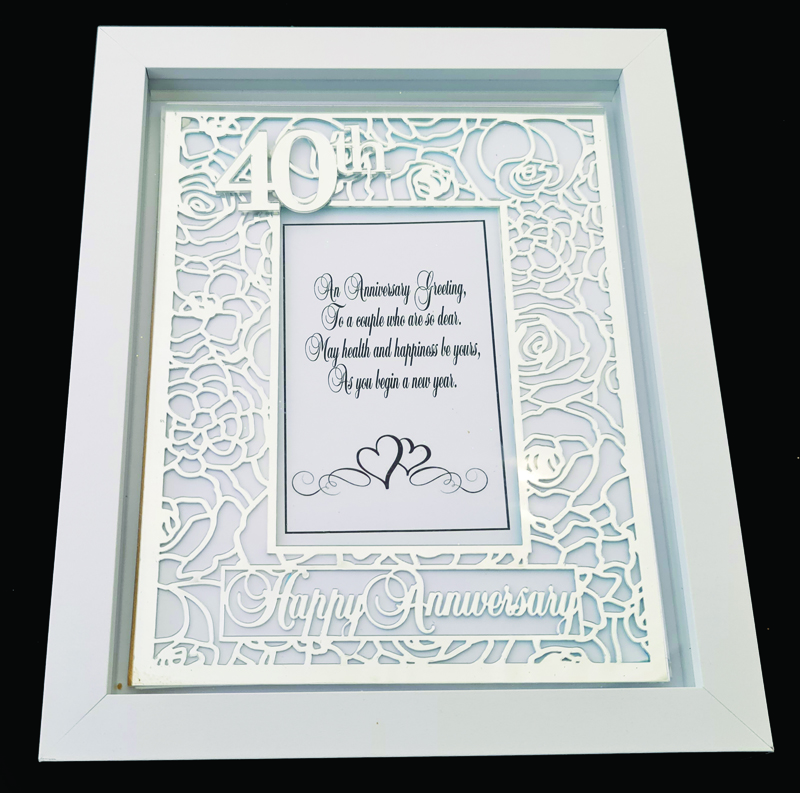 DESIGNER EXQUISITE SHADOW BOX FRAME 40TH ANNIVERSARY 4x6