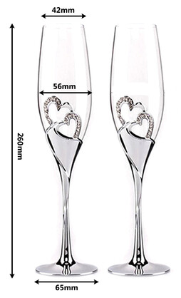 PREMIUM CHAMPAGNE FLUTES - SILVER BINDING HEARTS