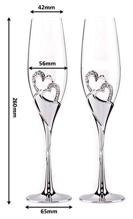 PREMIUM CHAMPAGNE FLUTES - SILVER BINDING HEARTS