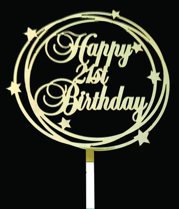 18TH-80TH HAPPY BIRTHDAY GOLD STAR ACRYLIC CAKE TOPPER