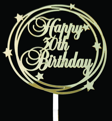 18TH-80TH HAPPY BIRTHDAY GOLD STAR ACRYLIC CAKE TOPPER