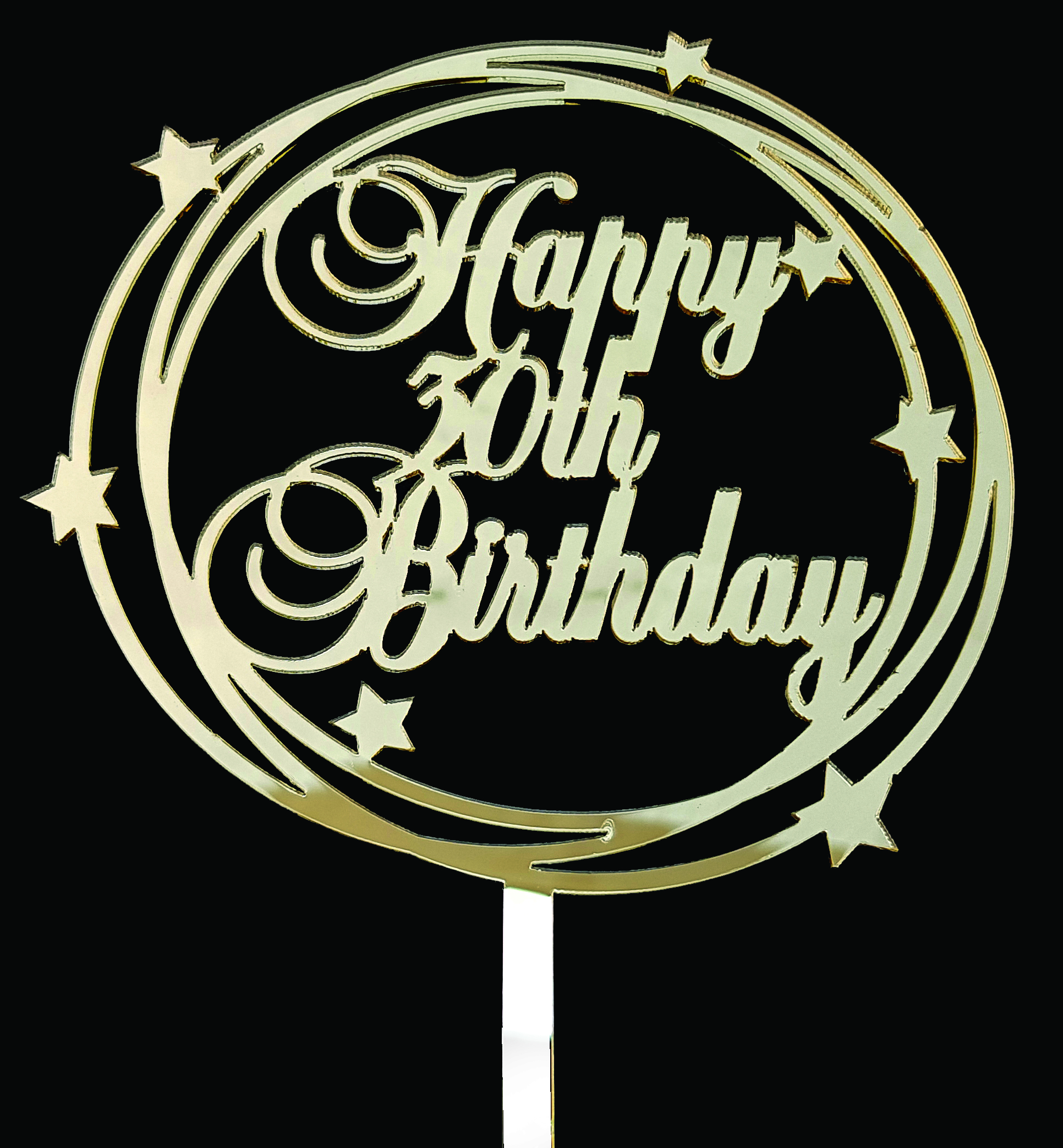 18TH-80TH HAPPY BIRTHDAY GOLD STAR ACRYLIC CAKE TOPPER
