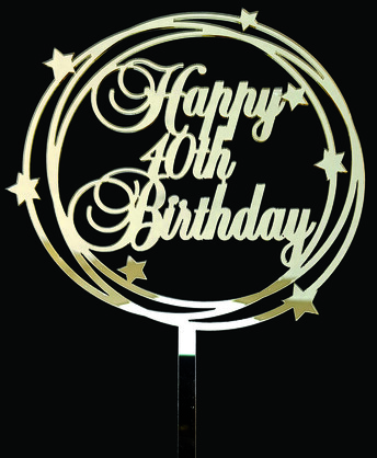 18TH-80TH HAPPY BIRTHDAY GOLD STAR ACRYLIC CAKE TOPPER