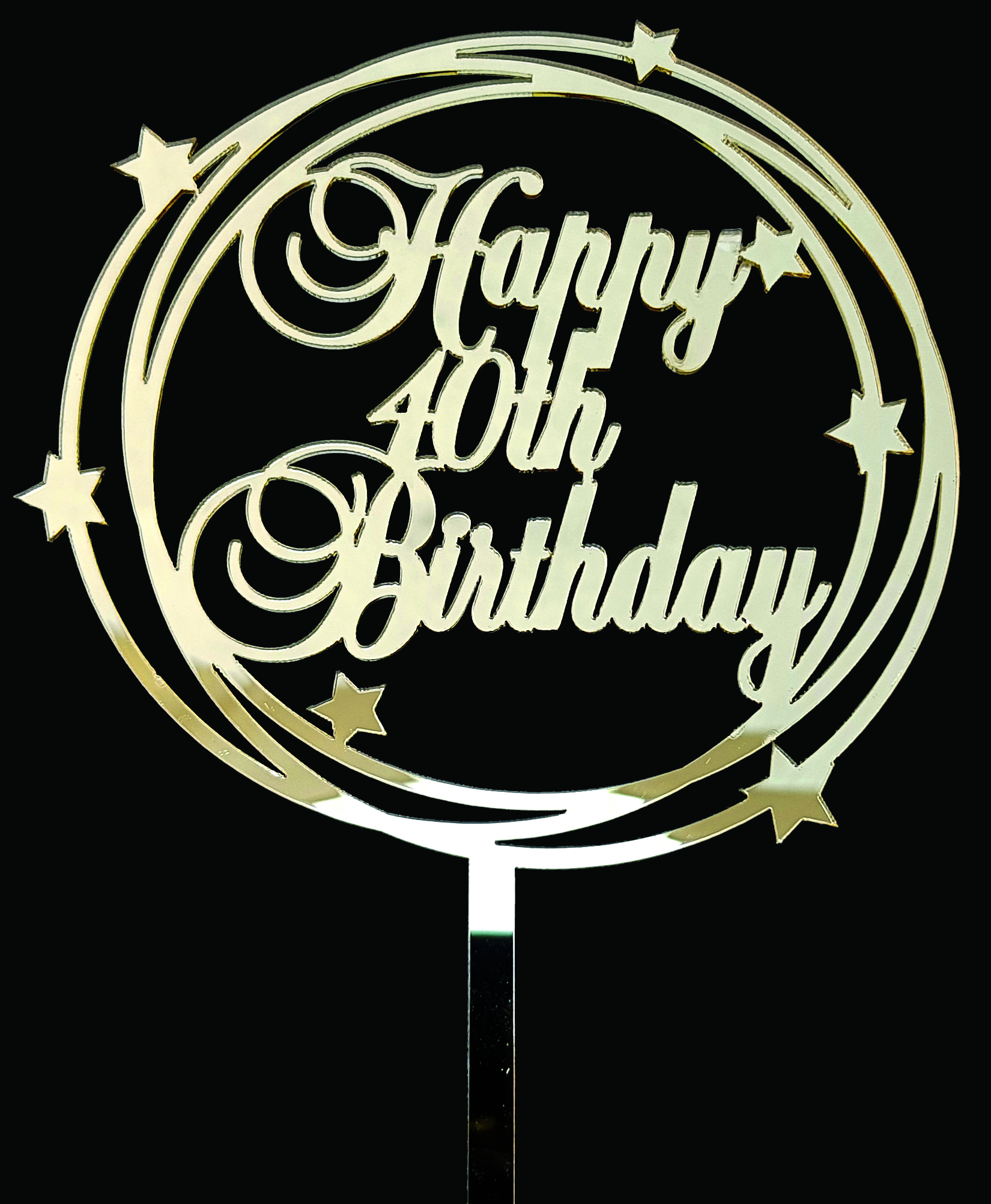 18TH-80TH HAPPY BIRTHDAY GOLD STAR ACRYLIC CAKE TOPPER