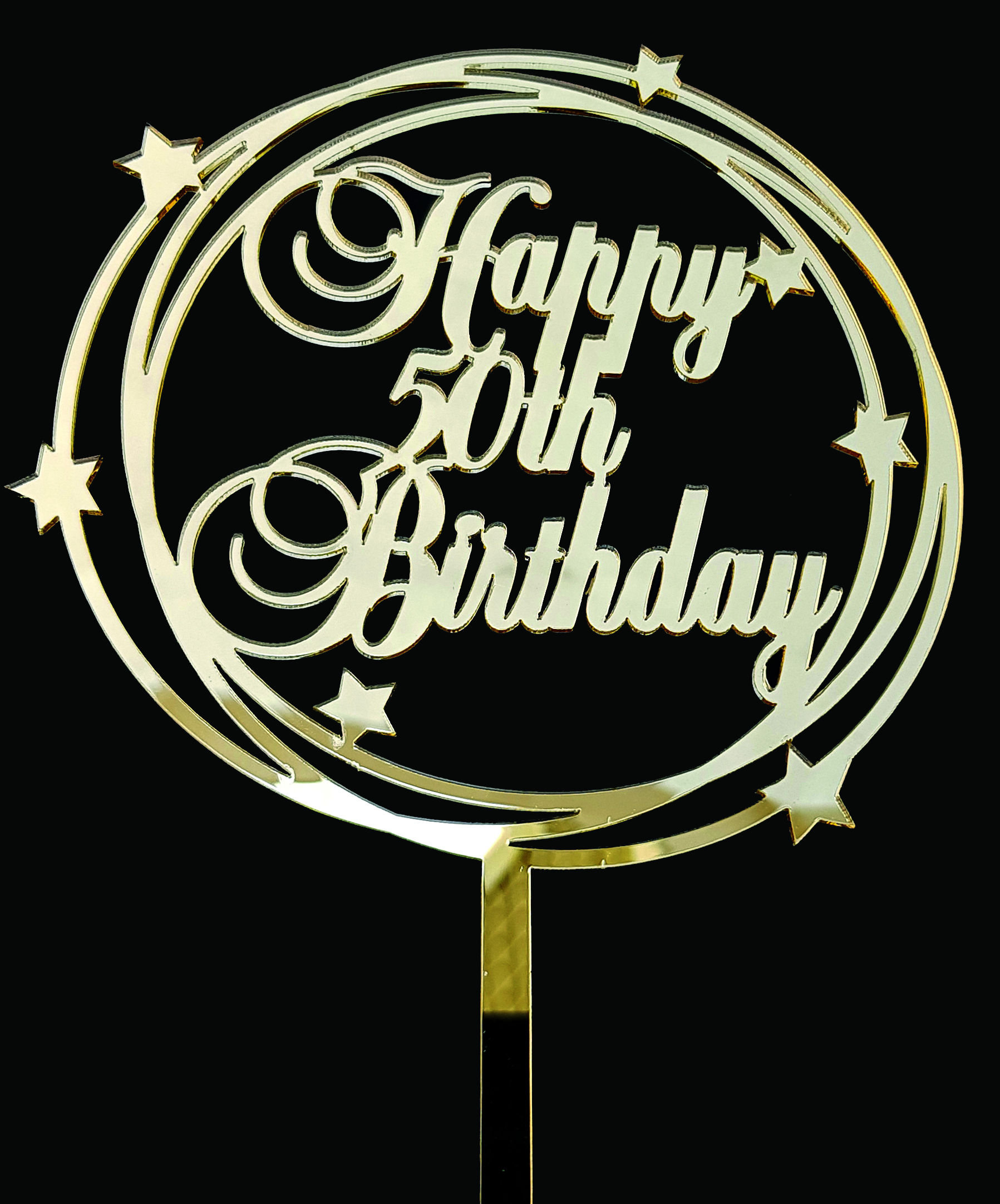 18TH-80TH HAPPY BIRTHDAY GOLD STAR ACRYLIC CAKE TOPPER
