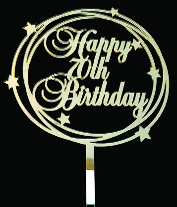 18TH-80TH HAPPY BIRTHDAY GOLD STAR ACRYLIC CAKE TOPPER