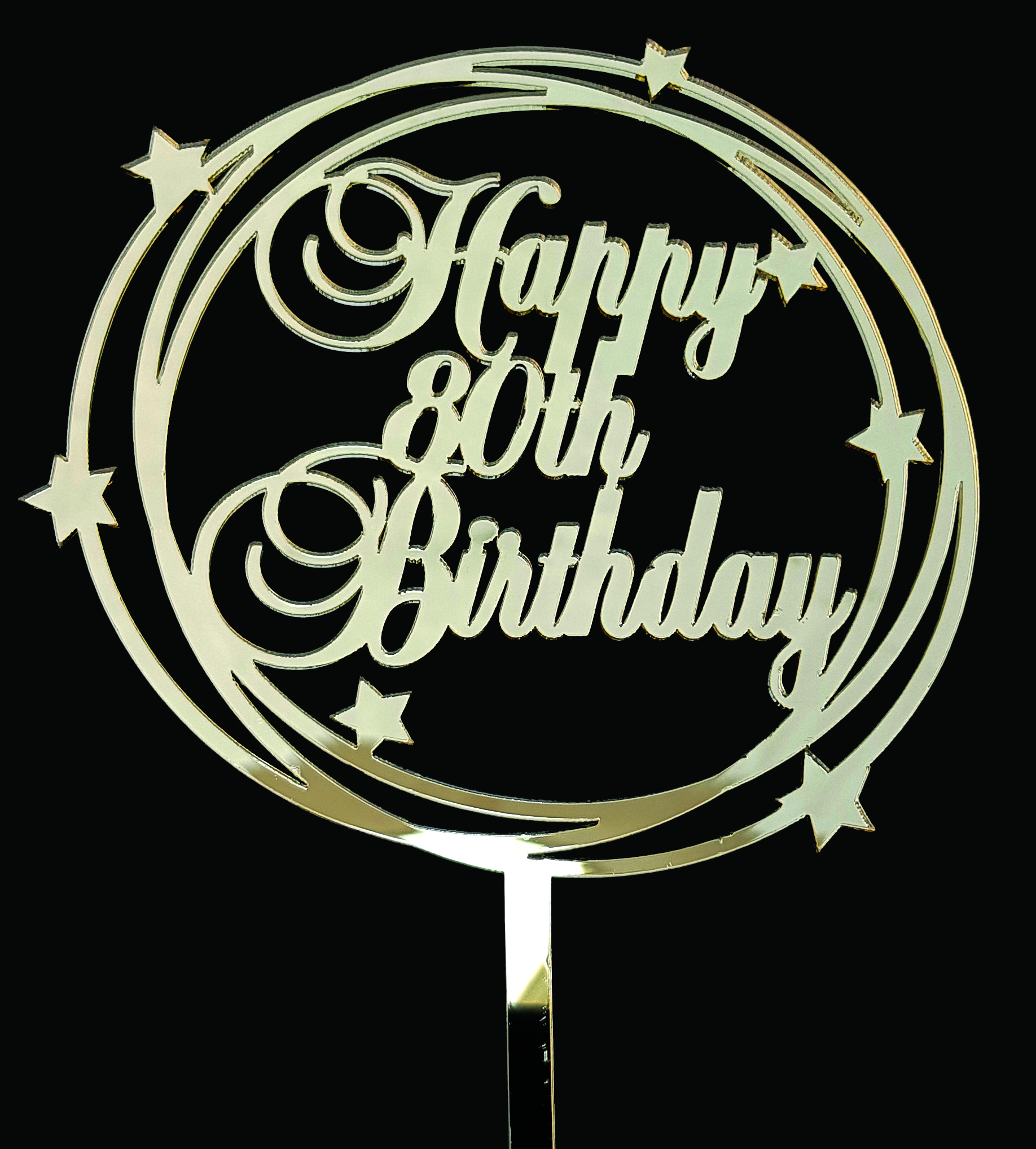 18TH-80TH HAPPY BIRTHDAY GOLD STAR ACRYLIC CAKE TOPPER