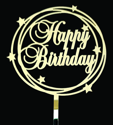 18TH-80TH HAPPY BIRTHDAY GOLD STAR ACRYLIC CAKE TOPPER