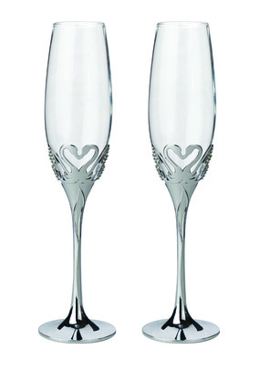 PREMIUM CHAMPAGNE FLUTES - SWAN HEART