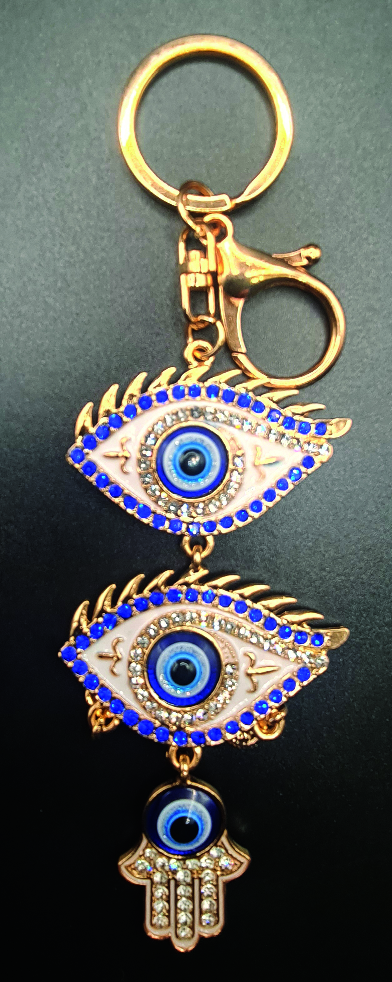 PREMIUM GOLD DOUBLE EVIL EYE KEYRING