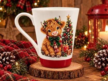 HIGHLANDER COW CHRISTMAS COFFEE MUGS