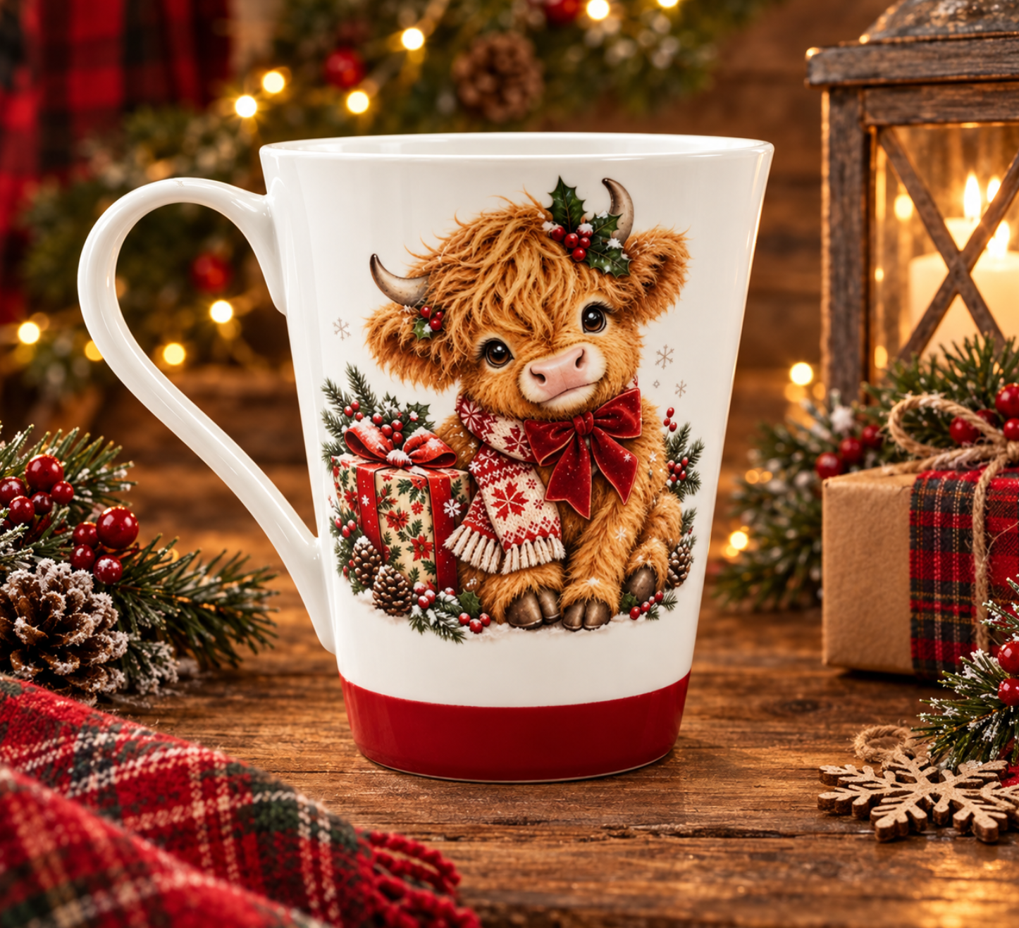 HIGHLANDER COW CHRISTMAS COFFEE MUGS