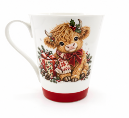 HIGHLANDER COW CHRISTMAS COFFEE MUGS