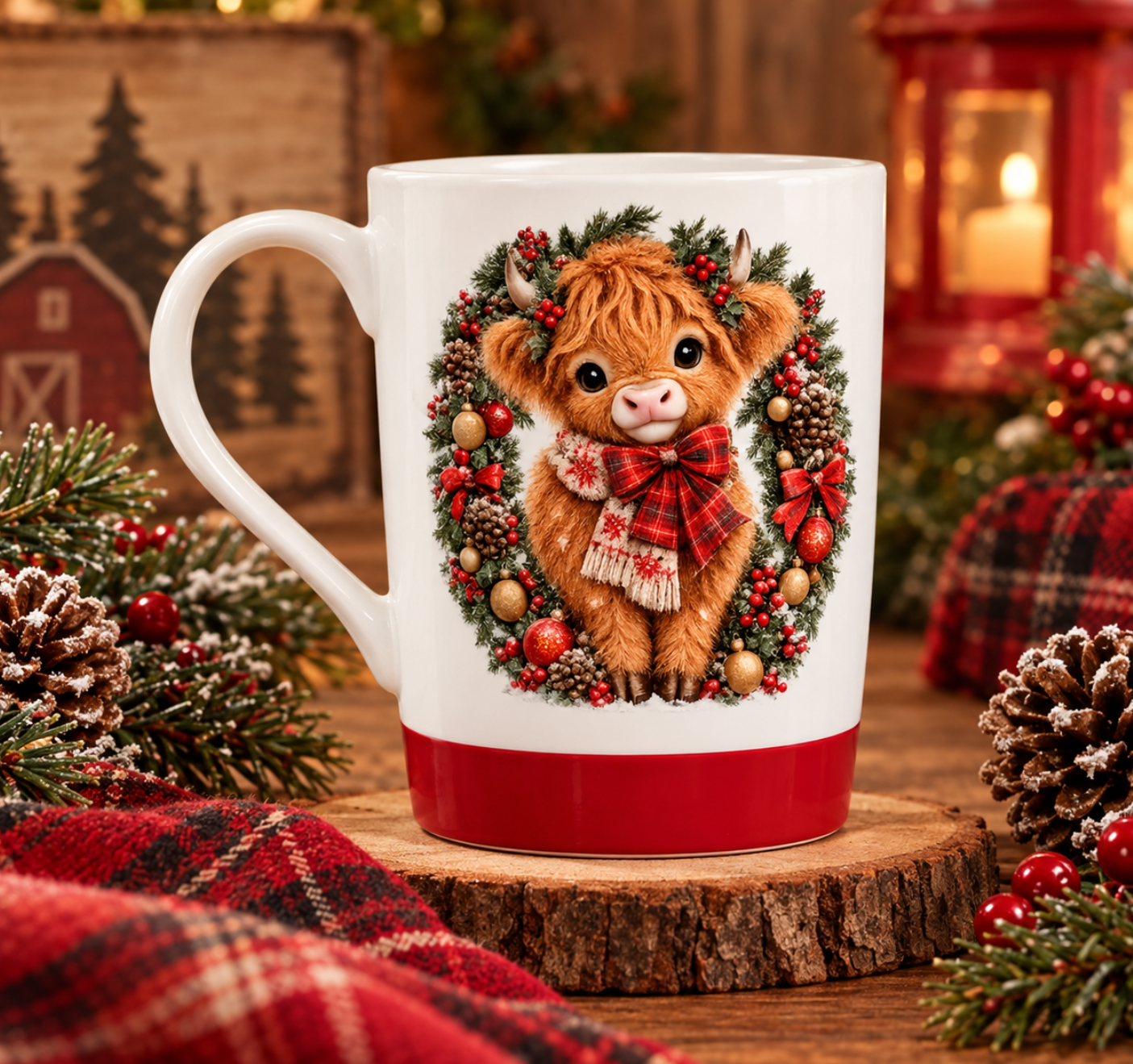 HIGHLANDER COW CHRISTMAS COFFEE MUGS