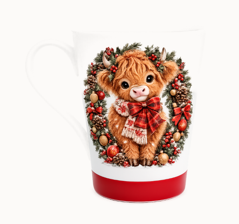 HIGHLANDER COW CHRISTMAS COFFEE MUGS
