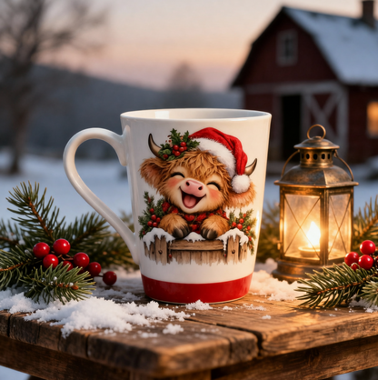 HIGHLANDER COW CHRISTMAS COFFEE MUGS