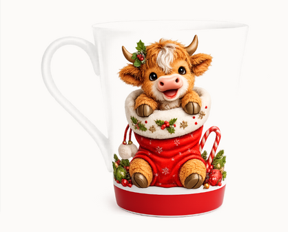 HIGHLANDER COW CHRISTMAS COFFEE MUGS