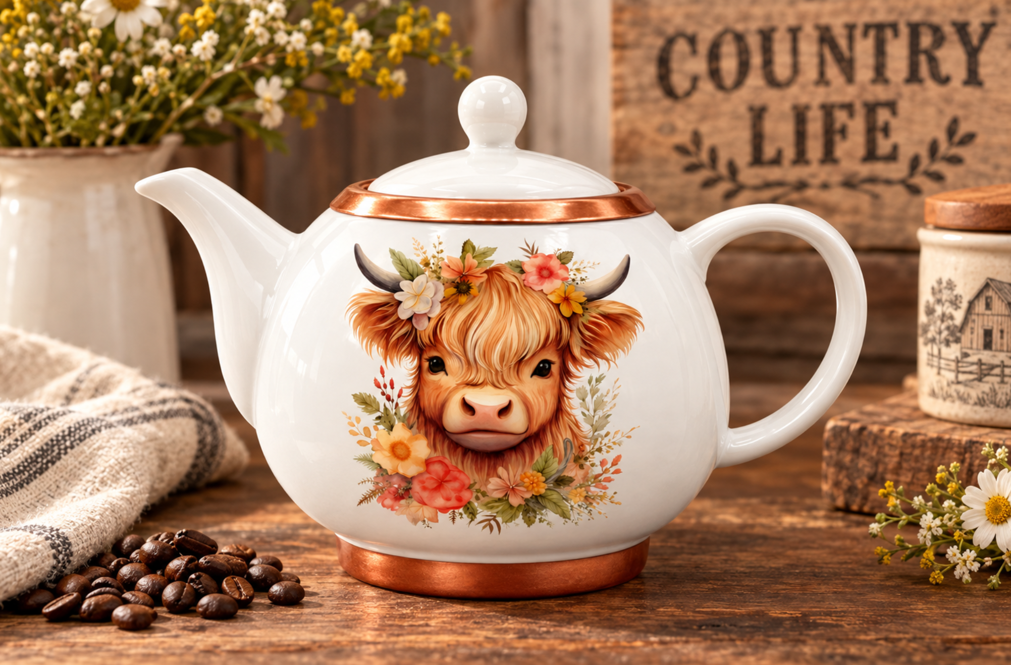 HIGHLANDER COW TEA POT