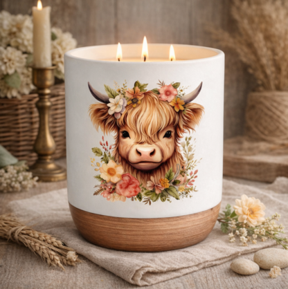 HIGHLANDER COW URN CANDLE HOLDER