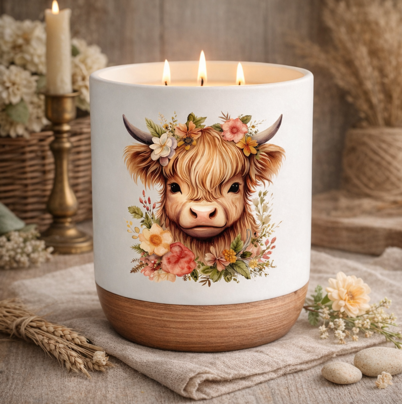 HIGHLANDER COW URN CANDLE HOLDER
