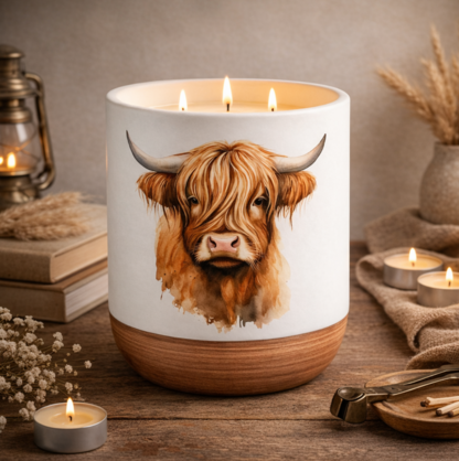HIGHLANDER COW URN CANDLE HOLDER