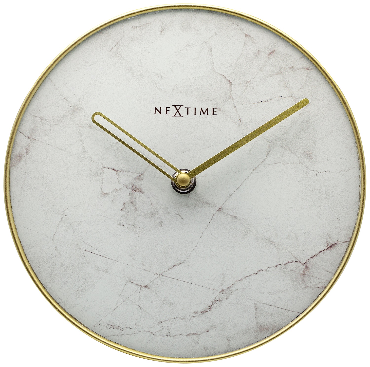 NeXtime Marble Table Clock 20cm - White and Gold