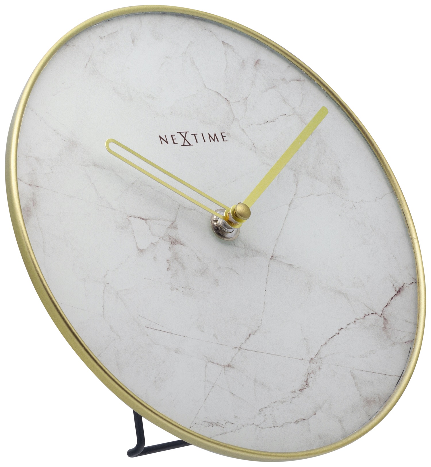 NeXtime Marble Table Clock 20cm - White and Gold
