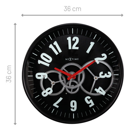 NeXtime Modern Gear Wall Clock 36cm - Black