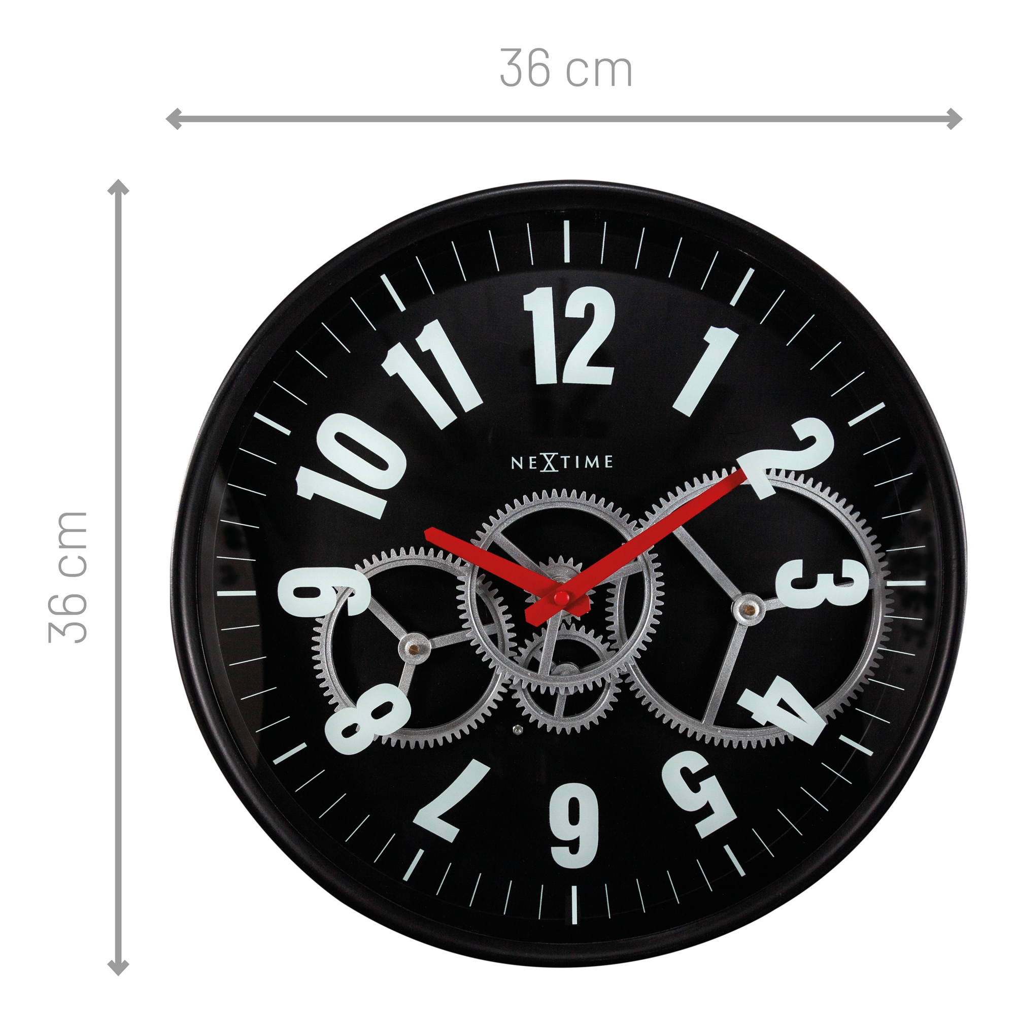 NeXtime Modern Gear Wall Clock 36cm - Black
