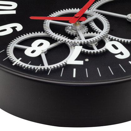 NeXtime Modern Gear Wall Clock 36cm - Black