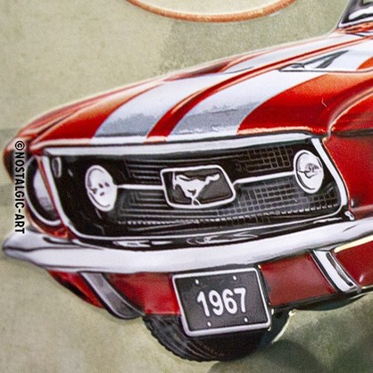 Nostalgic-Art Large Sign Ford Mustang - Red 1967 GT 30x40x0.5cm