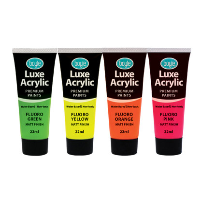 Luxe Acrylic Premium Paint Fluoro Pack of 4