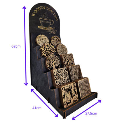 Wooden Coasters Display Stand Set - 80 Piece Collection