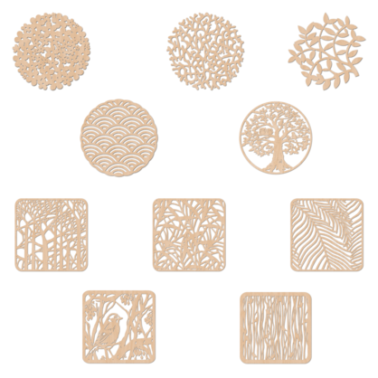 Wooden Coasters Display Stand Set - 80 Piece Collection