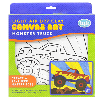 Light Air Dry Clay Canvas Art Kit - Monster Truck
