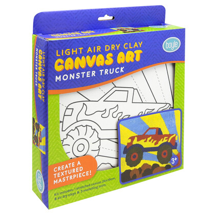 Light Air Dry Clay Canvas Art Kit - Monster Truck