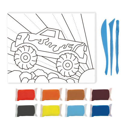 Light Air Dry Clay Canvas Art Kit - Monster Truck