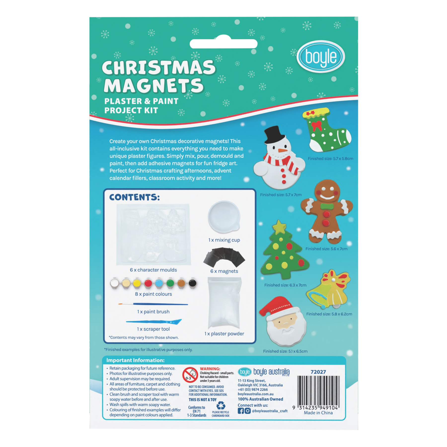 Christmas Magnet Plaster and Paint Project Kit