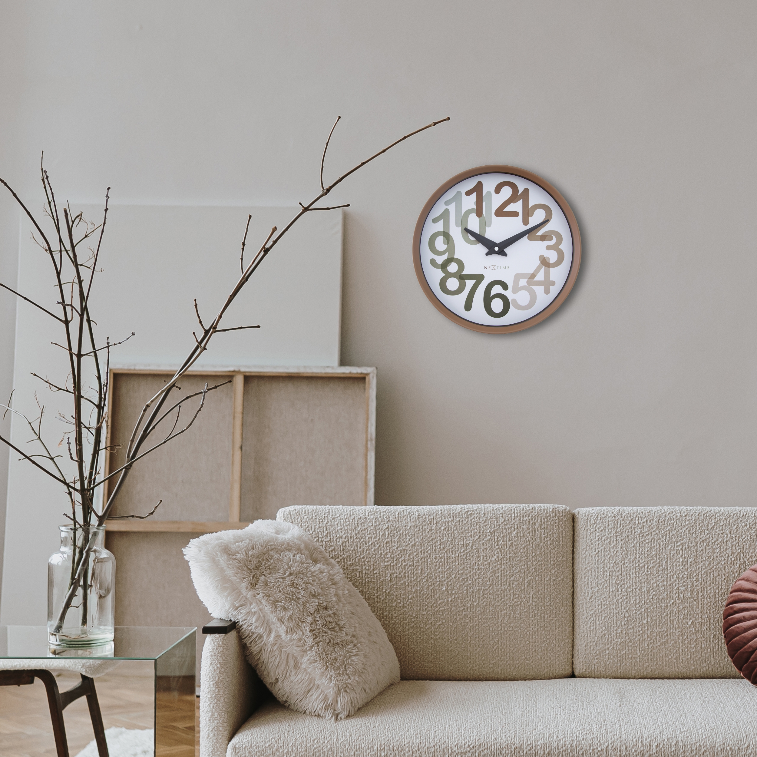 NeXtime Big Number Wall Clock 30cm - Toffee
